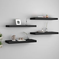 Kelluvat seinähyllyt 4 kpl musta 60x23,5x3,8 cm mdf