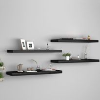 Kelluvat seinähyllyt 4 kpl musta 80x23,5x3,8 cm mdf