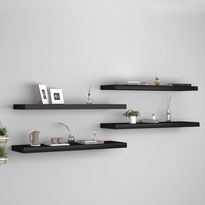Kelluvat seinähyllyt 4 kpl musta 90x23,5x3,8 cm mdf