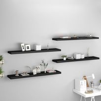Kelluvat seinähyllyt 4 kpl musta 120x23,5x3,8 cm mdf