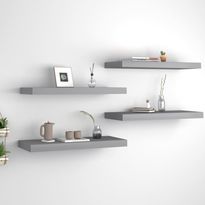 Kelluvat seinähyllyt 4 kpl harmaa 60x23,5x3,8 cm mdf