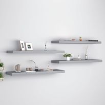 Kelluvat seinähyllyt 4 kpl harmaa 90x23,5x3,8 cm mdf