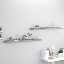 Kelluvat seinähyllyt 2 kpl harmaa 120x23,5x3,8 cm mdf