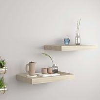 Kelluvat seinähyllyt 2 kpl tammi 40x23x3,8 cm mdf