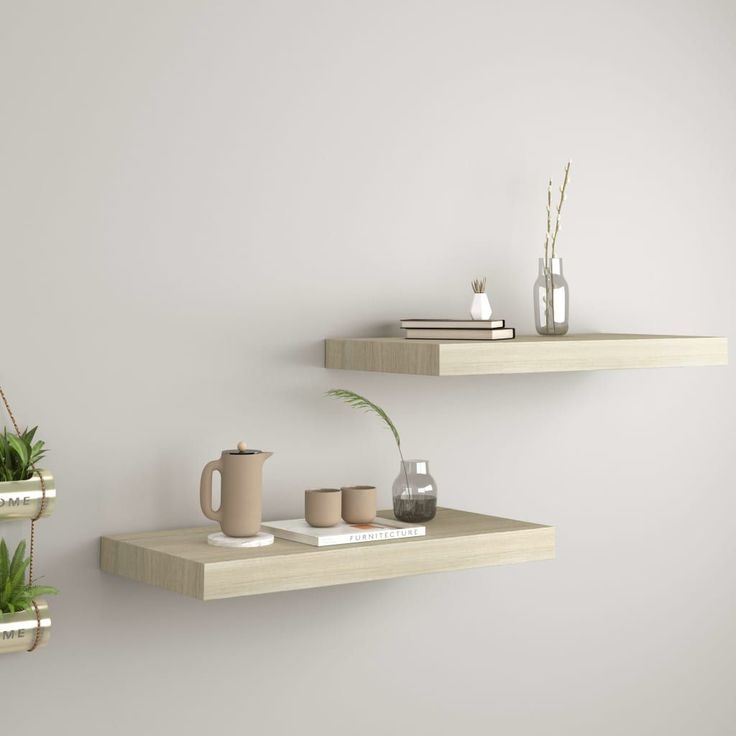 Kelluvat seinähyllyt 2 kpl tammen värinen 50x23x3,8 cm mdf_1