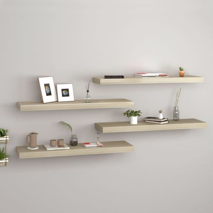 Kelluvat seinähyllyt 4 kpl tammi 80x23,5x3,8 cm mdf_1
