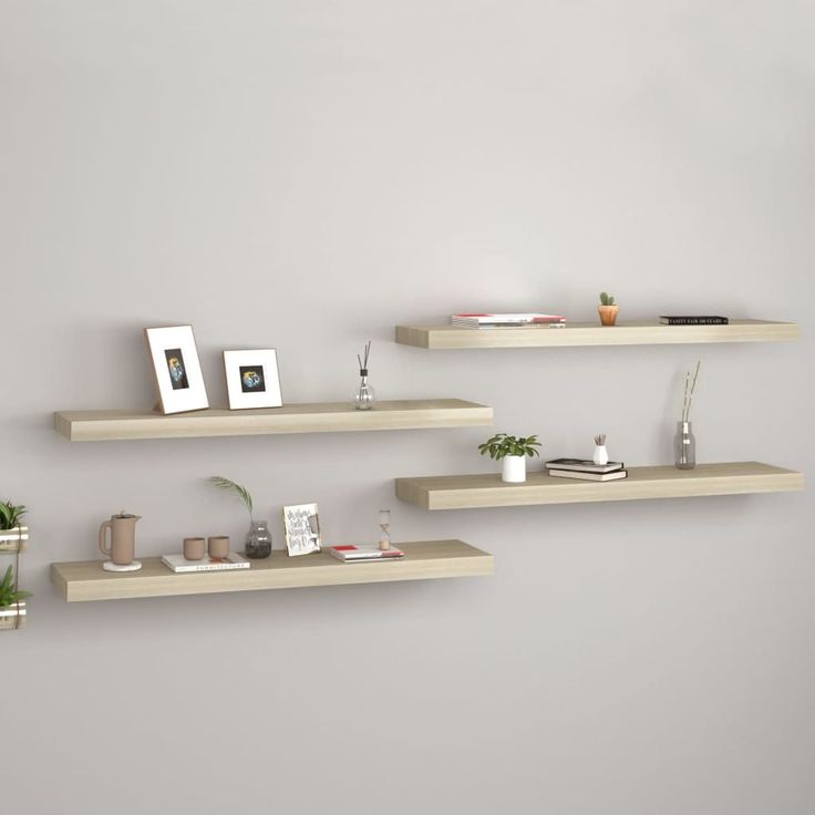 Kelluvat seinähyllyt 4 kpl tammi 90x23,5x3,8 cm mdf_1