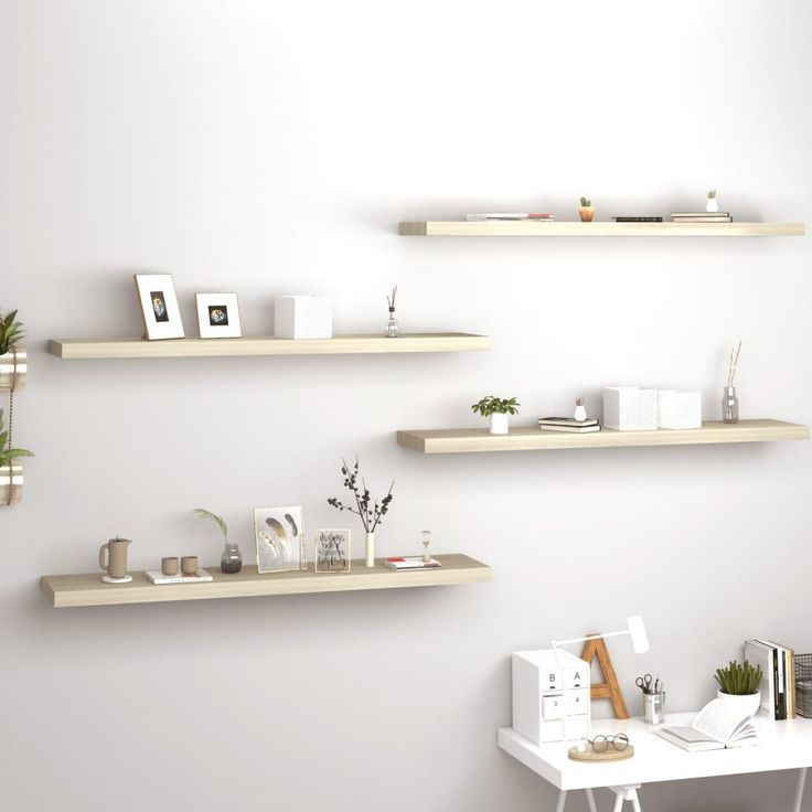 Kelluvat seinähyllyt 4 kpl tammi 120x23,5x3,8 cm mdf_1