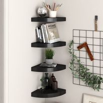 Kelluvat kulmahyllyt 4 kpl musta 25x25x3,8 cm mdf