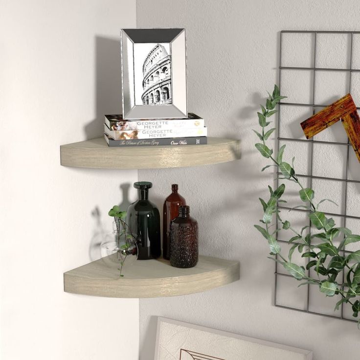 Kelluvat kulmahyllyt 2 kpl tammi 25x25x3,8 cm mdf_1