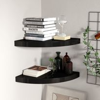 Kelluvat kulmahyllyt 2 kpl musta 35x35x3,8 cm mdf