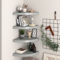 Kelluvat kulmahyllyt 4 kpl harmaa 35x35x3,8 cm mdf