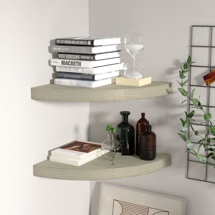 Kelluvat kulmahyllyt 2 kpl tammi 35x35x3,8 cm mdf_1