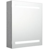 Kylpyhuoneen LED-peilikaappi, betoninharmaa, 50x14x60cm
