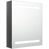Kylpyhuoneen LED-peilikaappi, kiiltävä harmaa, 50x14x60cm