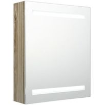 Kylpyhuoneen LED-peilikaappi, tammi, 50x14x60cm