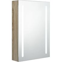 Kylpyhuoneen LED-peilikaappi, tammi, 50x13x70cm