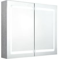 Kylpyhuoneen LED-peilikaappi, betoninharmaa, 80x12x68cm