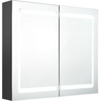 Kylpyhuoneen LED-peilikaappi, harmaa, 80x12x68cm