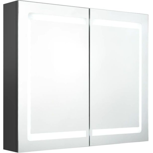 LED-kylpyhuoneen peilikaappi, harmaa, 80x12x68 cm