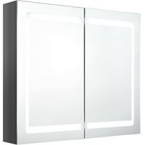Kylpyhuoneen LED-peilikaappi, kiiltävä harmaa, 80x12x68cm