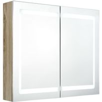 Kylpyhuoneen LED-peilikaappi, tammi, 80x12x68cm