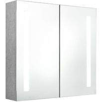 Kylpyhuoneen LED-peilikaappi, betoninharmaa, 62x14x60cm