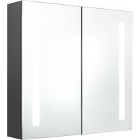 Kylpyhuoneen LED-peilikaappi, harmaa, 62x14x60cm