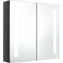 Kylpyhuoneen LED-peilikaappi, kiiltävä harmaa, 62x14x60cm, Verkkokaupan poistotuote