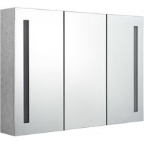 Kylpyhuoneen LED-peilikaappi, betoninharmaa, 89x14x62cm