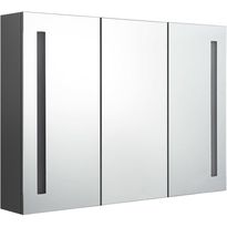Kylpyhuoneen LED-peilikaappi, 89x14x62cm, harmaa