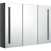 Kylpyhuoneen LED-peilikaappi, 89x14x62cm, kiiltävä harmaa