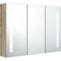 Kylpyhuoneen LED-peilikaappi, 89x14x62cm, tammi