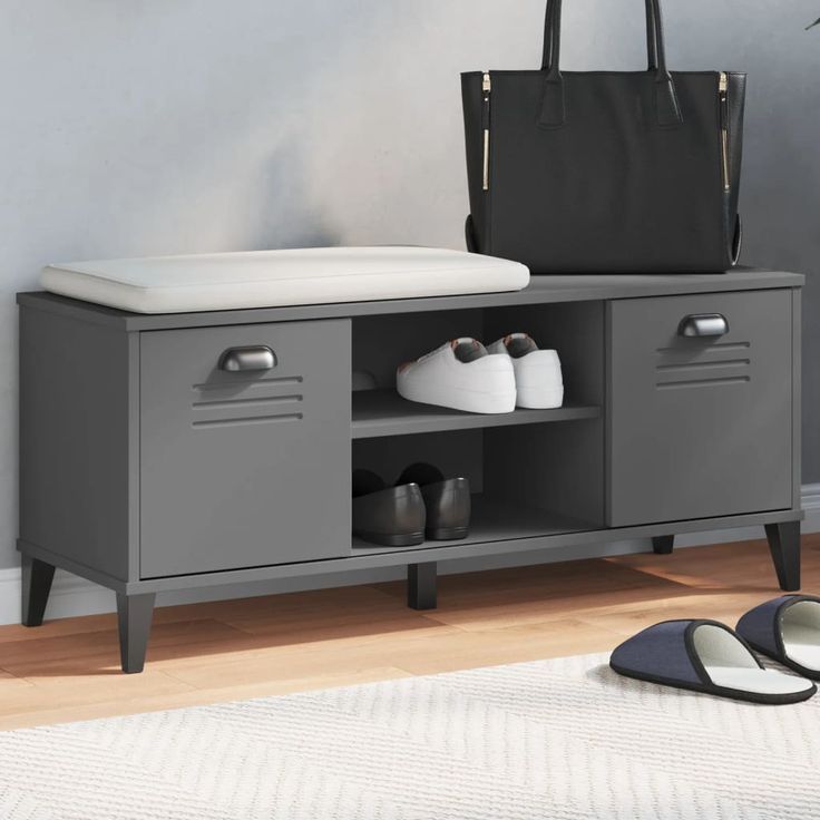 Kenkäpenkki fineprice Viken, antrasiitinharmaa, 106 x 35 x 45 cm, tekninen puu