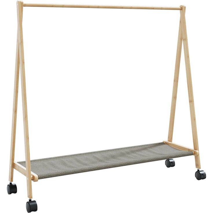 Vaateteline hyllyillä ja pyörillä fineprice, 106 x 34 x 106,5 cm, bambu