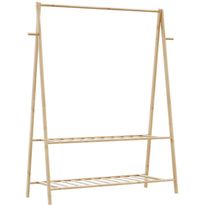 Vaateteline hyllyillä FinePRICE, 132 x 45,5 x 150,5 cm, bambu