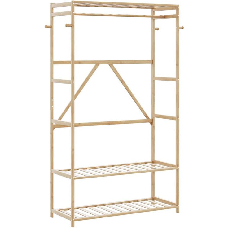 Vaateteline hyllyillä fineprice Bambu, 110x40x175 cm