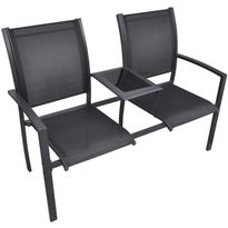 Puutarhapenkki 131 cm, teräs ja tekstilene musta