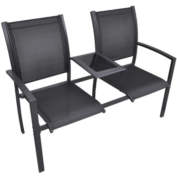 Puutarhapenkki 131 cm, teräs ja tekstilene musta