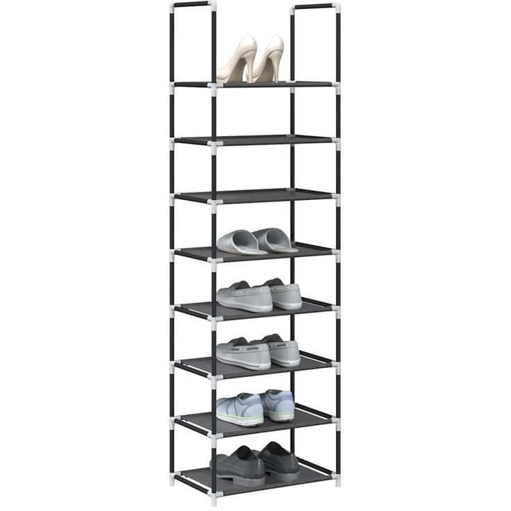 Kenkäteline fineprice 8-tasoinen, musta, 44x28x145 cm, kuitukangas
