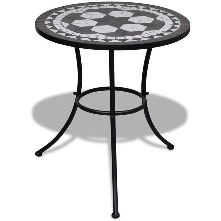Bistropöytä 60 cm, musta ja valkoinen mosaiikki