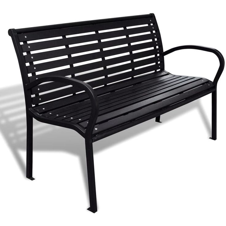 Puutarhapenkki 125 cm, teräs ja puukomposiitti musta