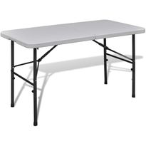 Kokoontaitettava puutarhapöytä, 122cm, HDPE, valkoinen
