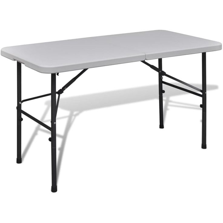 Kokoontaitettava puutarhapöytä, 122cm, HDPE, valkoinen