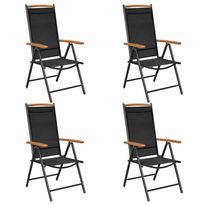 Taitettavat puutarhatuolit, 4 kpl, 109x58x65 cm, alumiini ja textilene musta