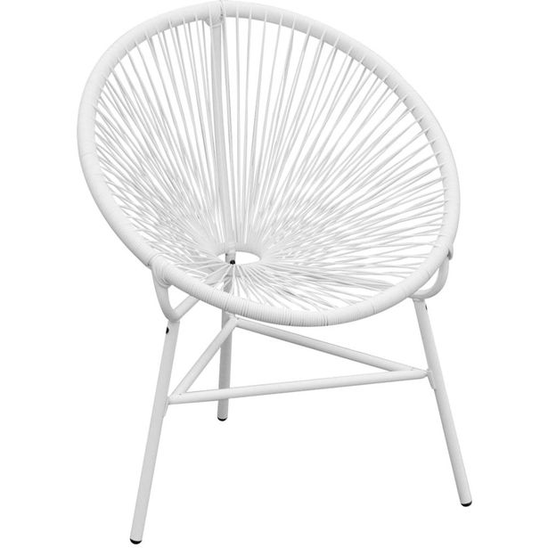 Soikea puutarhatuoli, polyrottinki valkoinen