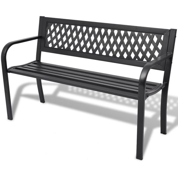Puutarhapenkki 118 cm, teräs, musta