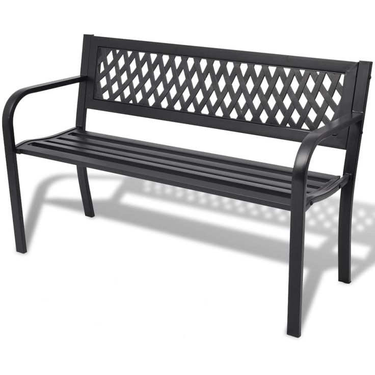 Puutarhapenkki 118 cm, teräs, musta
