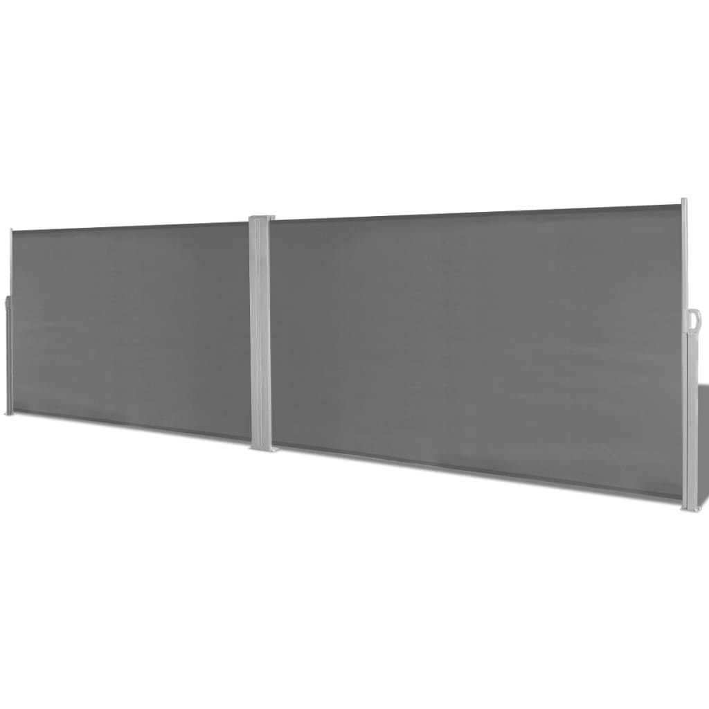 Sisäänvedettävä sivumarkiisi, 160x600 cm, harmaa