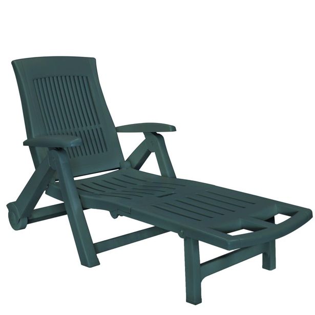 Aurinkotuoli jalkatuella, 72x195x101 cm, muovi vihreä